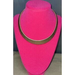 Park Lane Vintage Omega Gold Plated Ribbed Choker Necklace Egyptian Serpentine